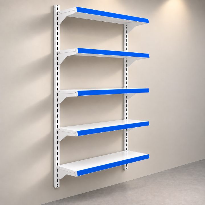 Wall Mount Rack - 5 Shelf | 18 Gauge | Blue Front