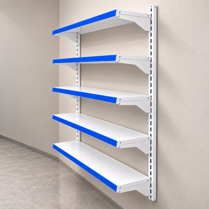 Wall Mount Rack - 5 Shelf | 18 Gauge | Blue Front alternate view