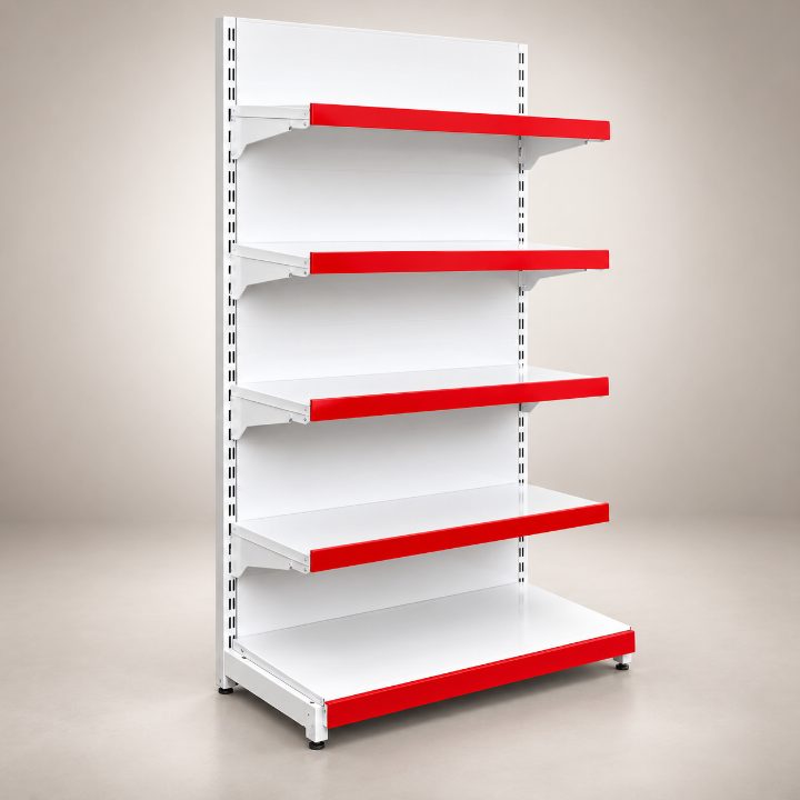 Display Rack (With Back Panel) - 5 Shelf | Red